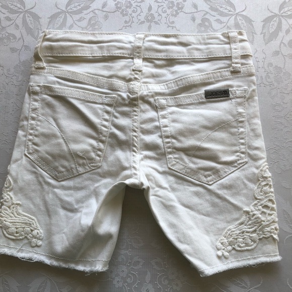 Joe’s White Embroidered Denim Jeans Bermuda Shorts Gurls Size 6 Elastic Waist - Picture 2 of 14